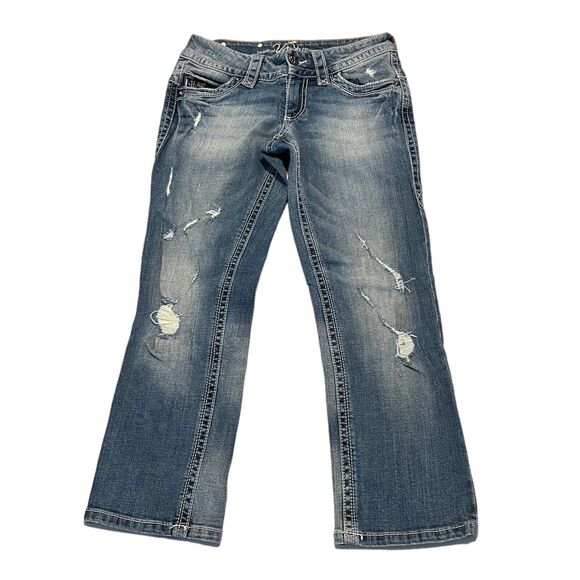 Vanity Premium Collection Jean Capri Pants Women's 25 Denim Distressed Stretch - Picture 5 of 6